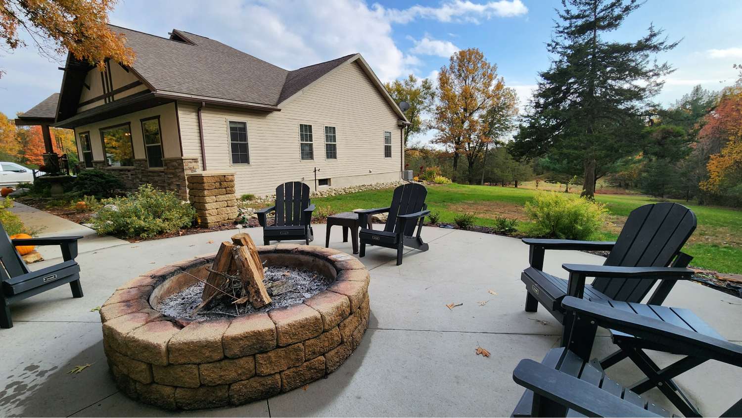 Winter family vacations by the fire pit area